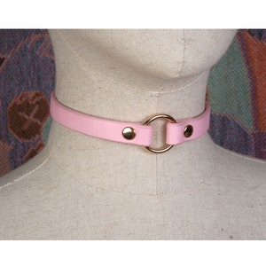 Pink collar/pink choker/leather choker/collar sub collar discreet/slave collar/human collar/day collar sub/daddys girl collar-Mature