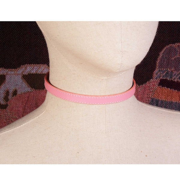 Pink collar choker for women/pink choker/real leather choker necklace/kitty collar/discreet day collar/daddys girl collar/human collar sub