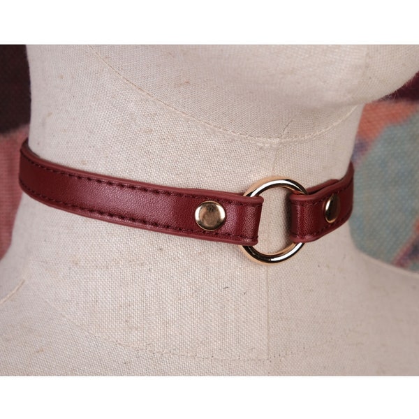 Red real leather collar womens or men/O ring leather choker necklace with heart-shaped buckle/Custom choker collar Oring/Daddys girl collar