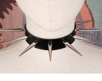 Punk choker with long spikes/Vegan leather punk necklace/Spiked choker/Spiked collar/Punk collar/Gothic choker/Sub collar sub/Cosplay-Mature