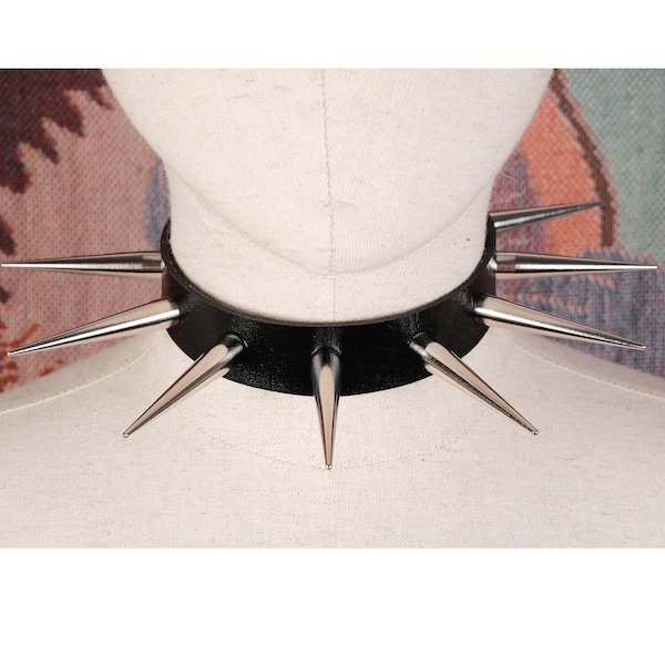 Punk choker with long spikes/Vegan leather punk necklace/Spiked choker/Spiked collar/Punk collar/Gothic choker collar/Sub collar sub/Cosplay