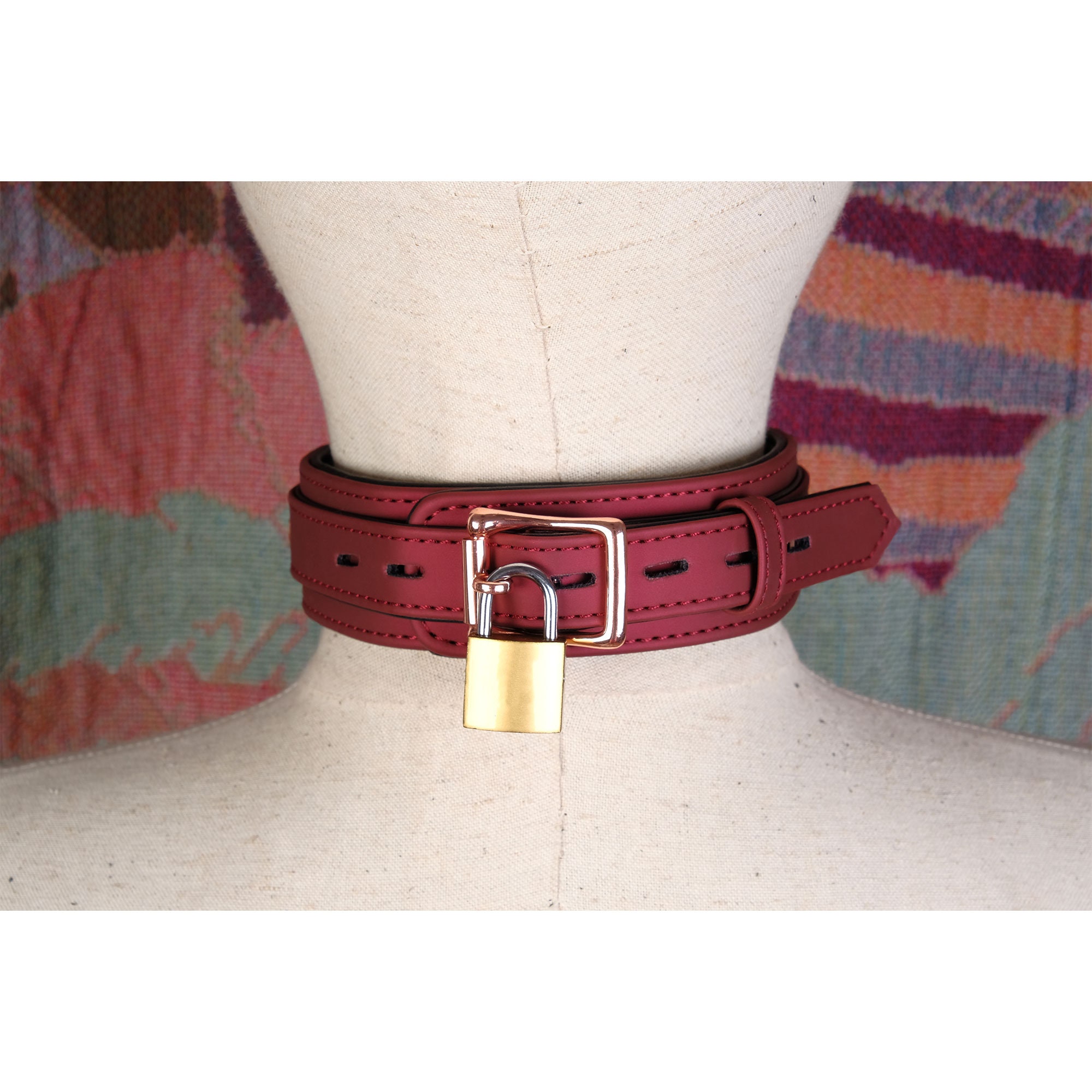 Lockable Collar bdsm Collar And Leash red Leather Collar And Lock slave 