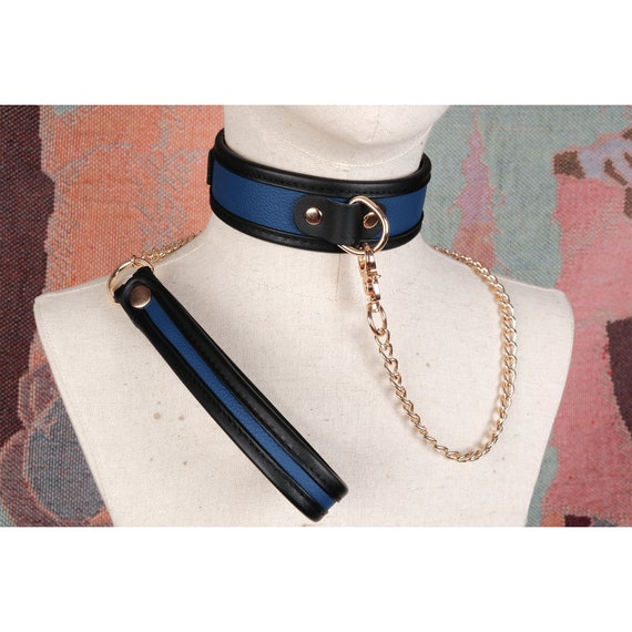 Blaues Lederhalsband und Leine fr Frau / BDSM-Halsband und  Kette/Sklavenhalsband / BDSM-Halsband / Sklavinnenhalsband / BDSM-Halsband  - Etsy.de