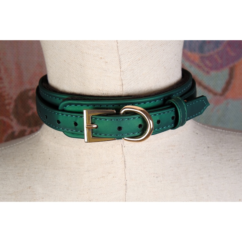 Green Collar and Leash for Woman Sub/leather Choker/day Collar Sub