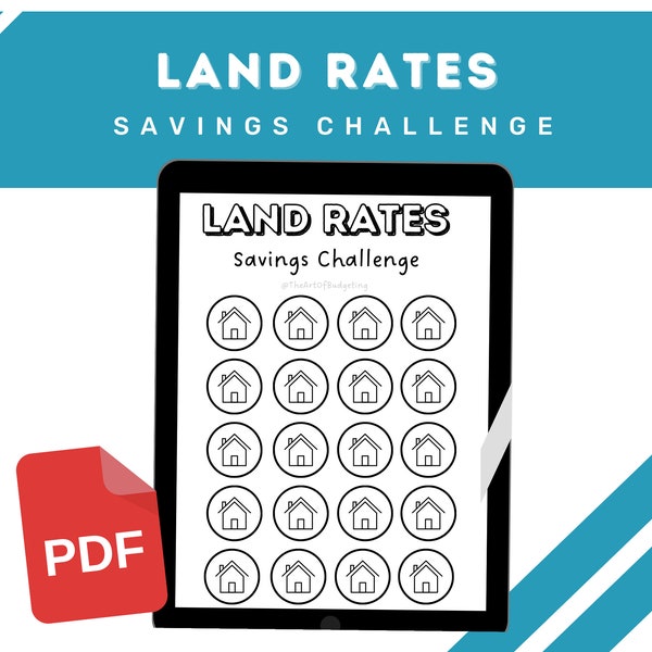 Land Rates Savings Challenge Tracker | Instant Download | A6 | House Fund | Home Savings | Rates & Fees | Barefoot Investor | Cash Stuffing