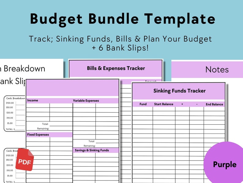 Printable Purple Budget Bundle Templates Instant Download Etsy