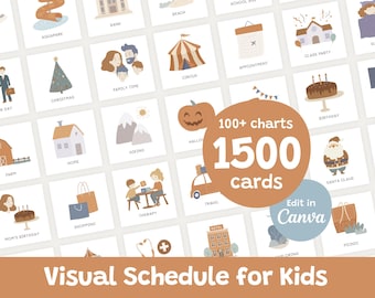 Hand-Drawn Visual Schedule for Toddlers & Preschool Kids | 1500+ Printable Routine Cards + Charts CANVA