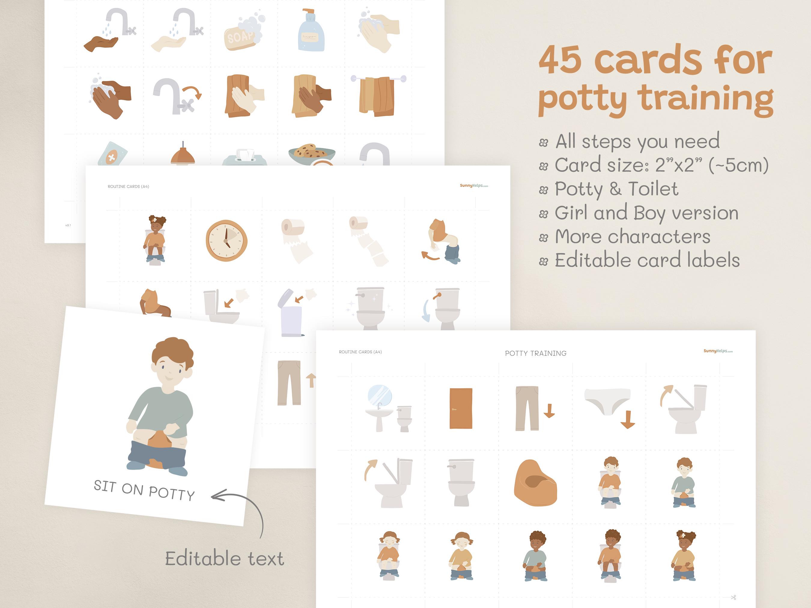Daily Routine Potty Potty Training & Hand Washing Chart Bundle, Daily Routine Cards ...