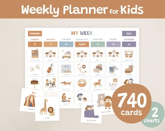Visual Weekly Planner for Kids, Homeschool Routine Cards (Printable)
