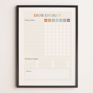 Chore Checklist Printable / Visual Chore Chart / Chore Chart Template ...