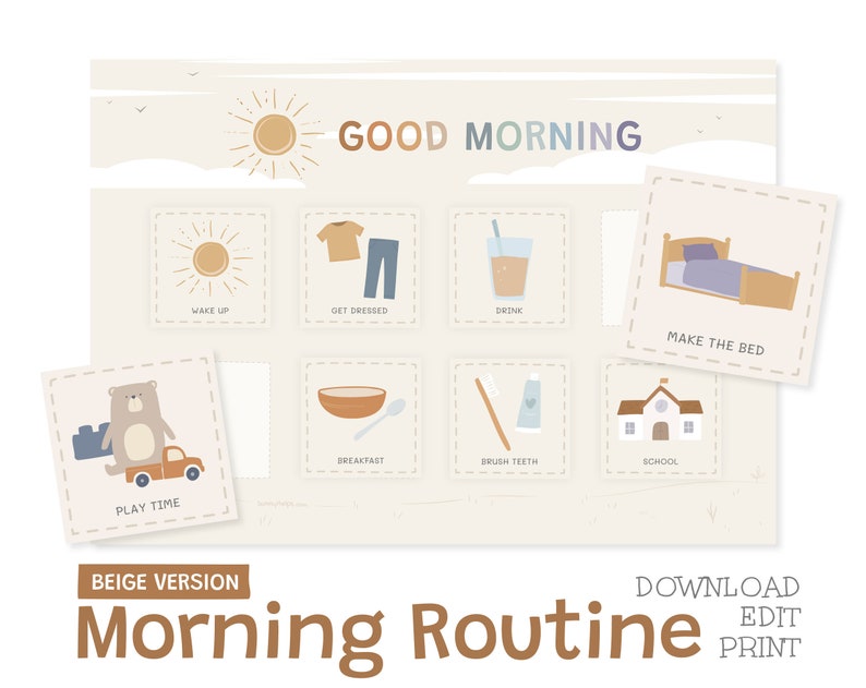 Editable Morning Routine Charts and Cards / Visual Schedule Printable ...