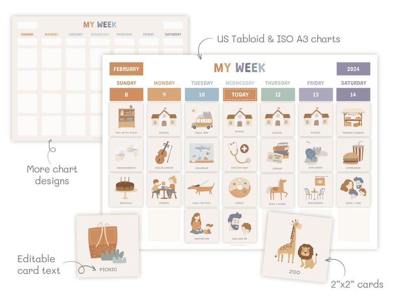 Printable Weekly Planner with editable cards