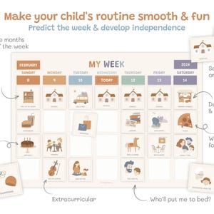 Editable Kids Weekly Planner, Visual Schedule, Chore Chart (Printable) image 3