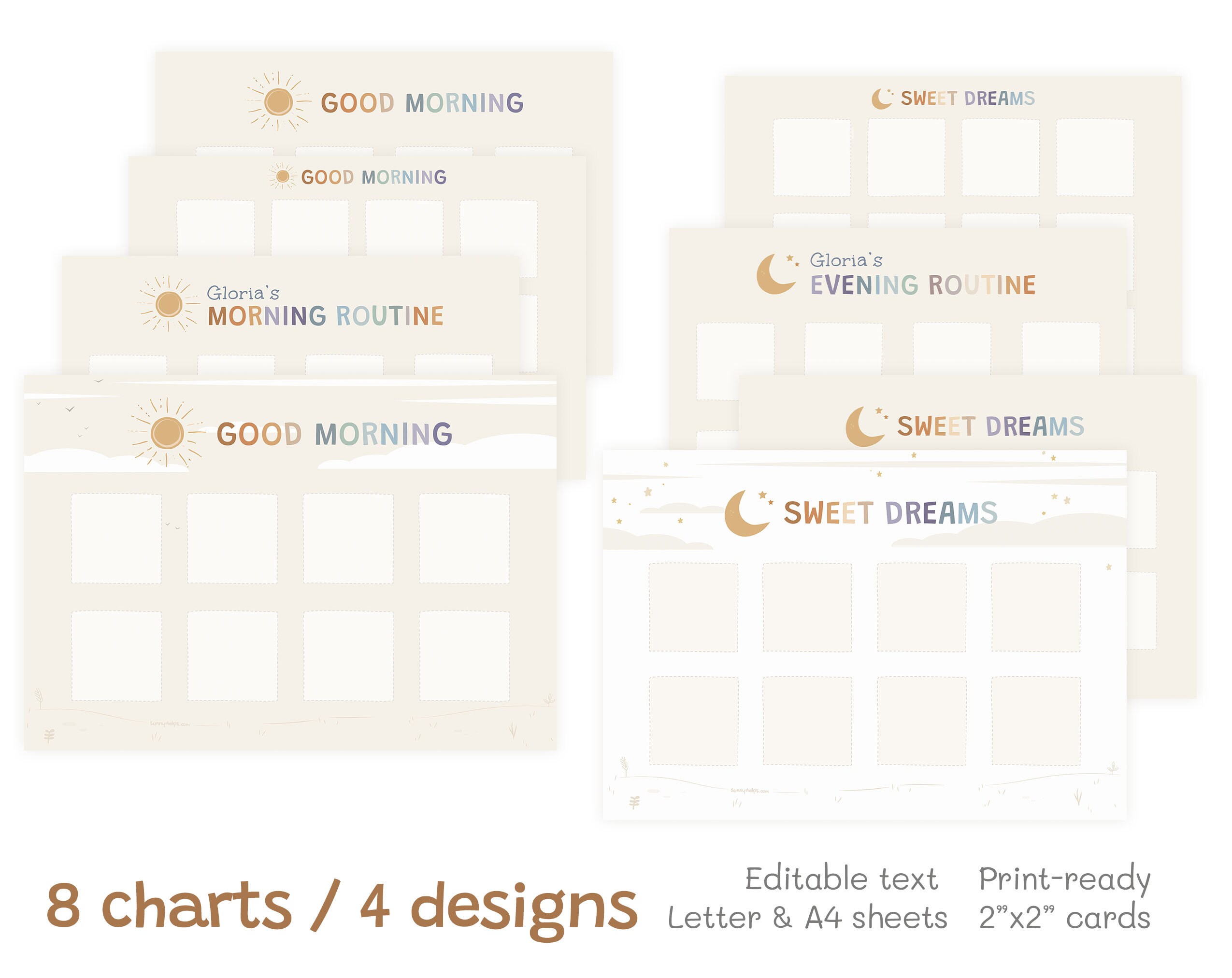 Editable Evening Routine Morning and Evening Routine Chart / Editable Bedtime Routine Charts and ...
