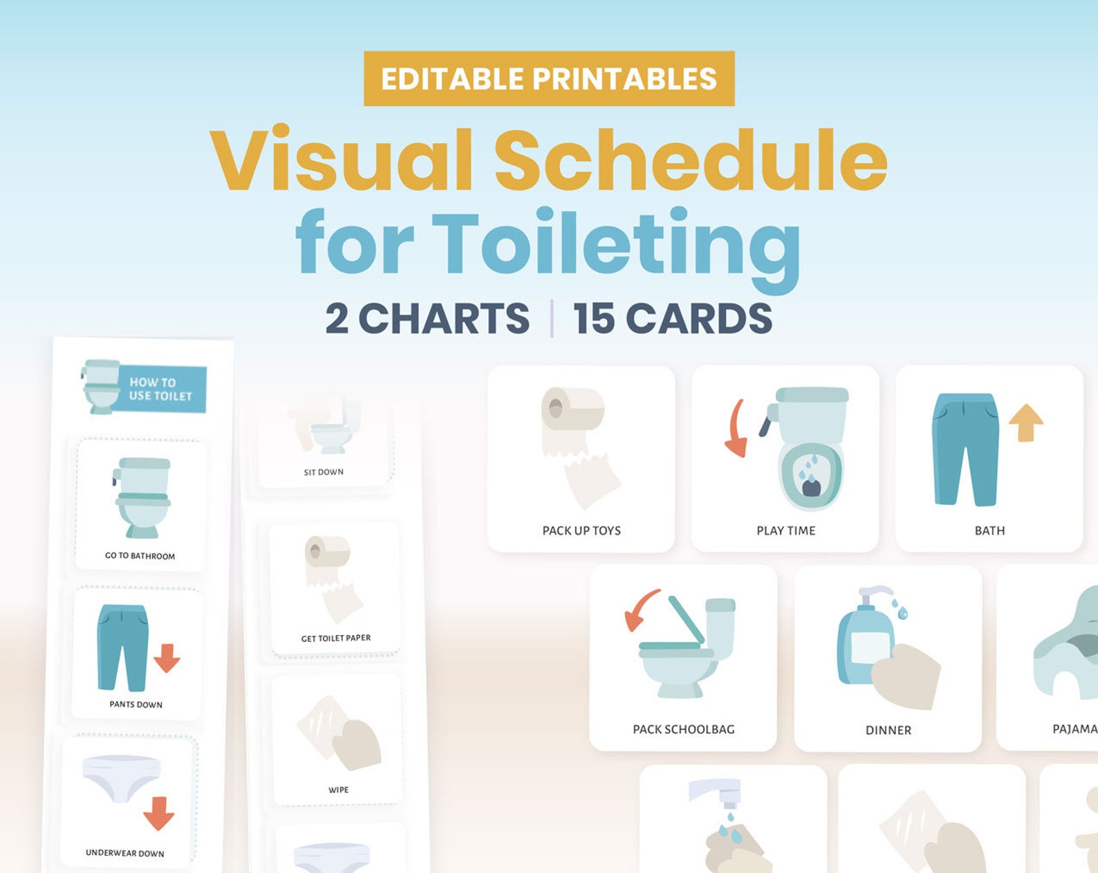 Visual Schedule for Toileting Toilet Training Chart and Picture Cards
