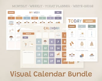 Visual Planner Bundle: Weekly, Monthly Calendar, Today Board (Printable)