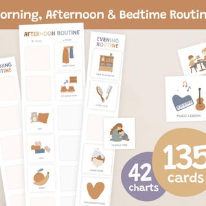Bearbeitbarer visueller Stundenplan für Kinder, tägliche Routine-Diagramm, Morgen-Nachmittag-Schlafenszeit-Routinekarten, täglicher Rhythmus Kleinkind, Montessori Homeschool