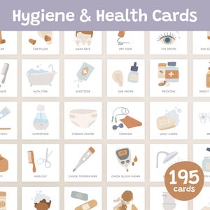 Hygiene and Self-Care Cards for Kids, Visual Schedule for Health Routines, Life Skills Cards, Autism Special Education, Montessori Printable