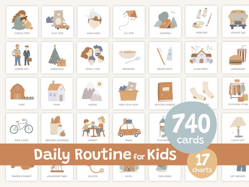 Daily Routine Cards Printable, Editable Visual Schedule Toddler ...
