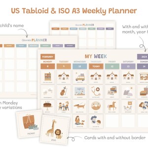 Editable Kids Weekly Planner, Visual Schedule, Chore Chart (Printable) image 5