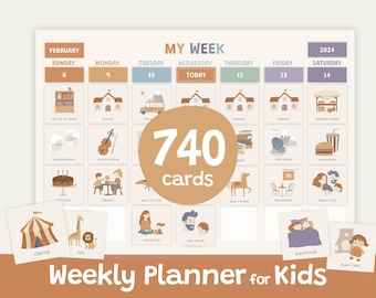 Editable Kids Weekly Planner, Visual Schedule, Chore Chart (Printable)
