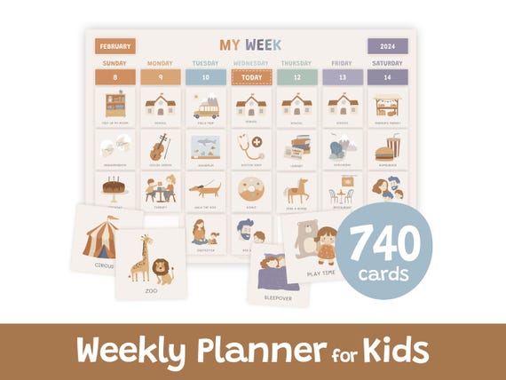 Kids Weekly Planner, Homeschool Visual Schedule (Printable)