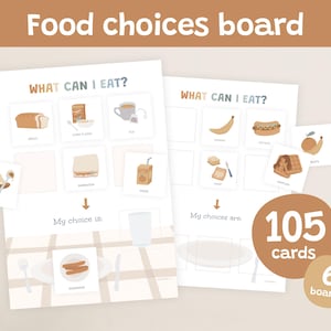 Voedselkeuzebord voor kinderen, visuele maaltijdkaart, helper kieskeurige eter, peuterroutine afdrukbaar, autismeschema, bewerkbare snackkaarten