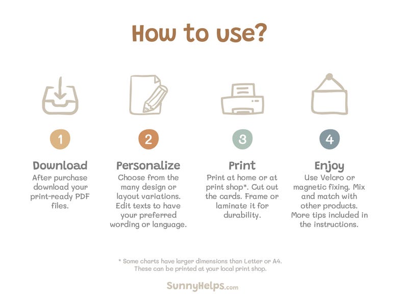 Download, edit and personalize, print and laminate. That's it