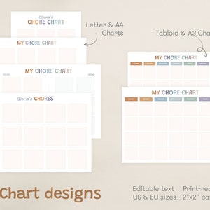 Editable Kids Chore Chart, Visual Daily Routine Checklist (printable ...