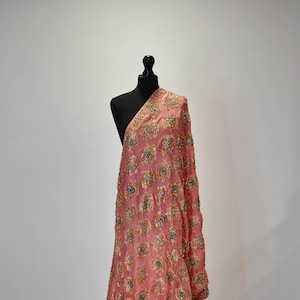 Schwere bestickte Braut Dupatta (Peach Pink)