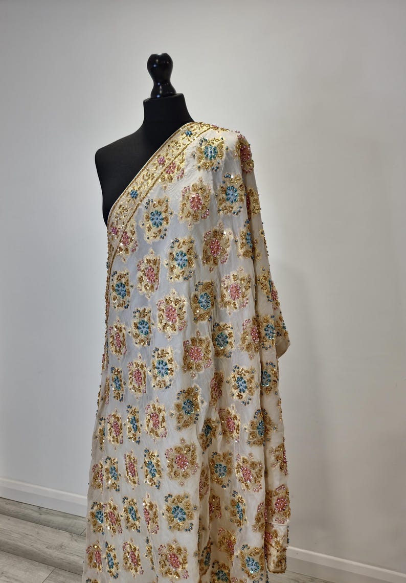 Diamond Embroidered Dupatta (WHITE) main image 1