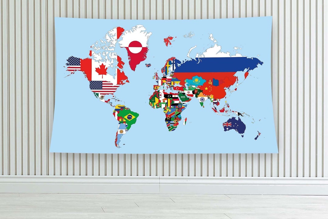 World Map Tapestry Map Tapestry School Tapestry Nursery Etsy
