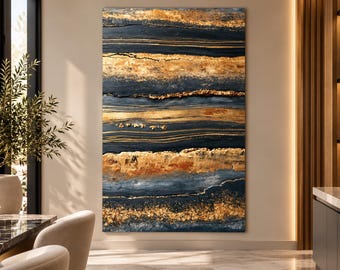 Abstract Black Gold Glass Wall Art, Luxury Marble Glass Art, Modern Rectangular Decorative Panel, Elegant Design,UV Printed Design