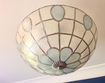 Capiz Style plafonniere Flycatcher Ceiling Light Shade Pale Blue and Opaque