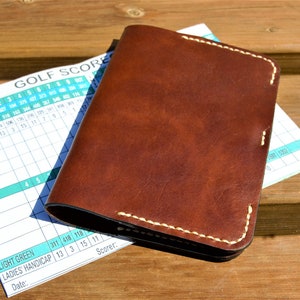 Porte-cartes de score de golf en cuir, cousu main, cadeaux de golf personnalisés, étui de golf fait main, cadeaux en cuir, cadeaux pour papa, cadeaux pour golfeurs
