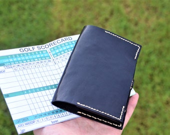 Leather Golf Scorecard Holder, Handstitched, Personalized Golf Gifts, Handmade Golf Case, Leather Gifts, Gifts for Dad, Gifts for Golfers