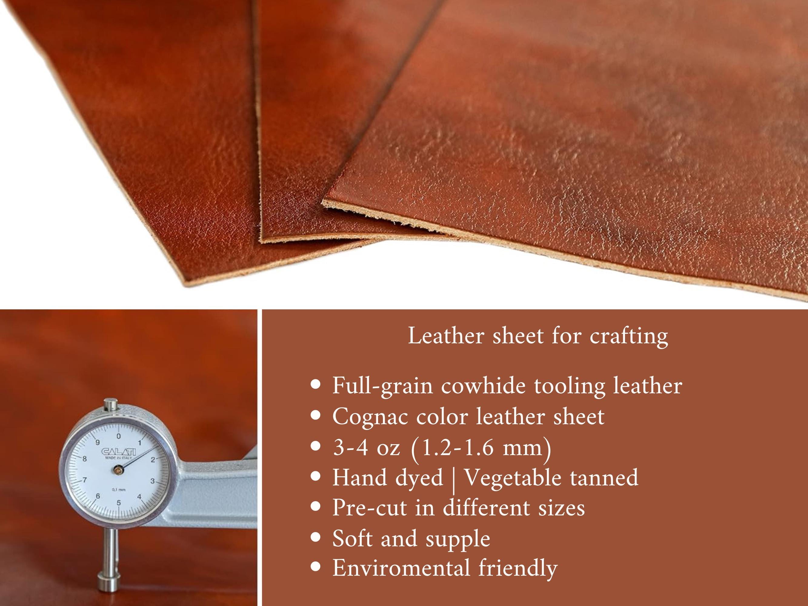 Full Grain Vegetable Tanned Tooling Leather Hide 1.2-1.6mm (3-4oz) Thick Full Cowhide Leather Sheet For Leather Crafting 1.3-1.5 Square