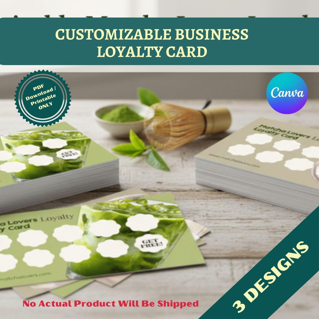 Customer Loyalty Card Template Canva Editable | Tracker | Small ...