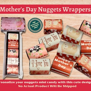 Mothers Day Nuggets Chocolate Candy Bar Wrapper - Treat or Gift Idea - Printable - Digital Download