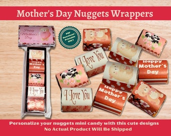 Mothers Day Nuggets Chocolate Candy Bar Wrapper - Treat or Gift Idea - Printable - Digital Download