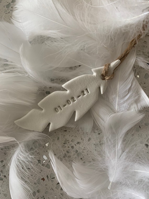 Handcrafted White Feather Memorial Ornament, Sentimental Keepsake Decoration