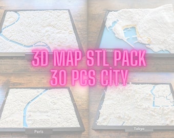 3D Map Stl Pack,40 Pcs City Stl File,Digital Donwload,3D Printed,World Map