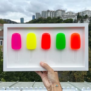 Neon Resin Popsicle 3D Art Sculpture for Quirky Home Decor