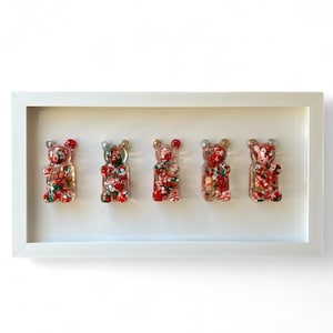 Resin Xmas Wall Art, 3D Resin Art, Pop Art Quirky Decor, Wall Hanging Gummy Bear