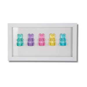 Resin Gummy Bear Wall Art, 3D Resin Art, Pop Art Quirky Decor, Wall Hanging Gummy Bear Sculpture, Dopamine Art, Pop Art Sculpture, Candy Art