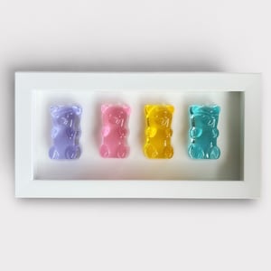 Resin Gummy Bear Wall Art, 3D Resin Art, Pop Art Quirky Decor, Wall Hanging Teddy Bear, Candy Wall Art, Funk Resin Sculpture Wall Art