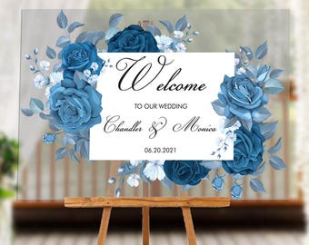 Acrylic Wedding Welcome Sign | Floral Bridal Shower Decor