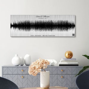 Cartello in alluminio personalizzato, regalo per il 10° anniversario in alluminio, onda sonora e codice QR, regalo per anniversario, canzone, onda sonora, arte, regalo per coppia