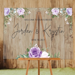 Clear Acrylic Wedding Sign | Acrylic Welcome Sign Wedding | Wedding Entrance Sign | Personalized Welcome Sign | Wedding Signage Stand Easel