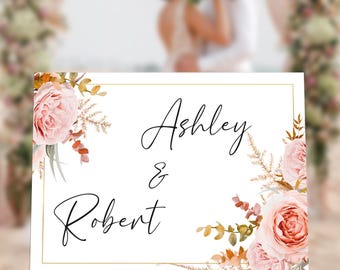 Personalized Acrylic Wedding Welcome Sign: Custom Event Signage, Floral Reception Decor